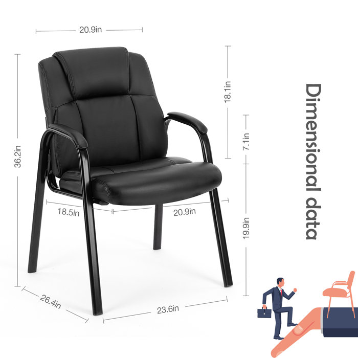 SIMENMAX Faux Leather Seat Waiting Room Chair with Metal Frame & Reviews Wayfair